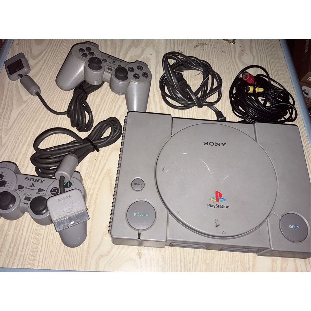 Sony PlayStation 1 PS1‎ Console Bundle w/ 2 Official Controllers Tested Working